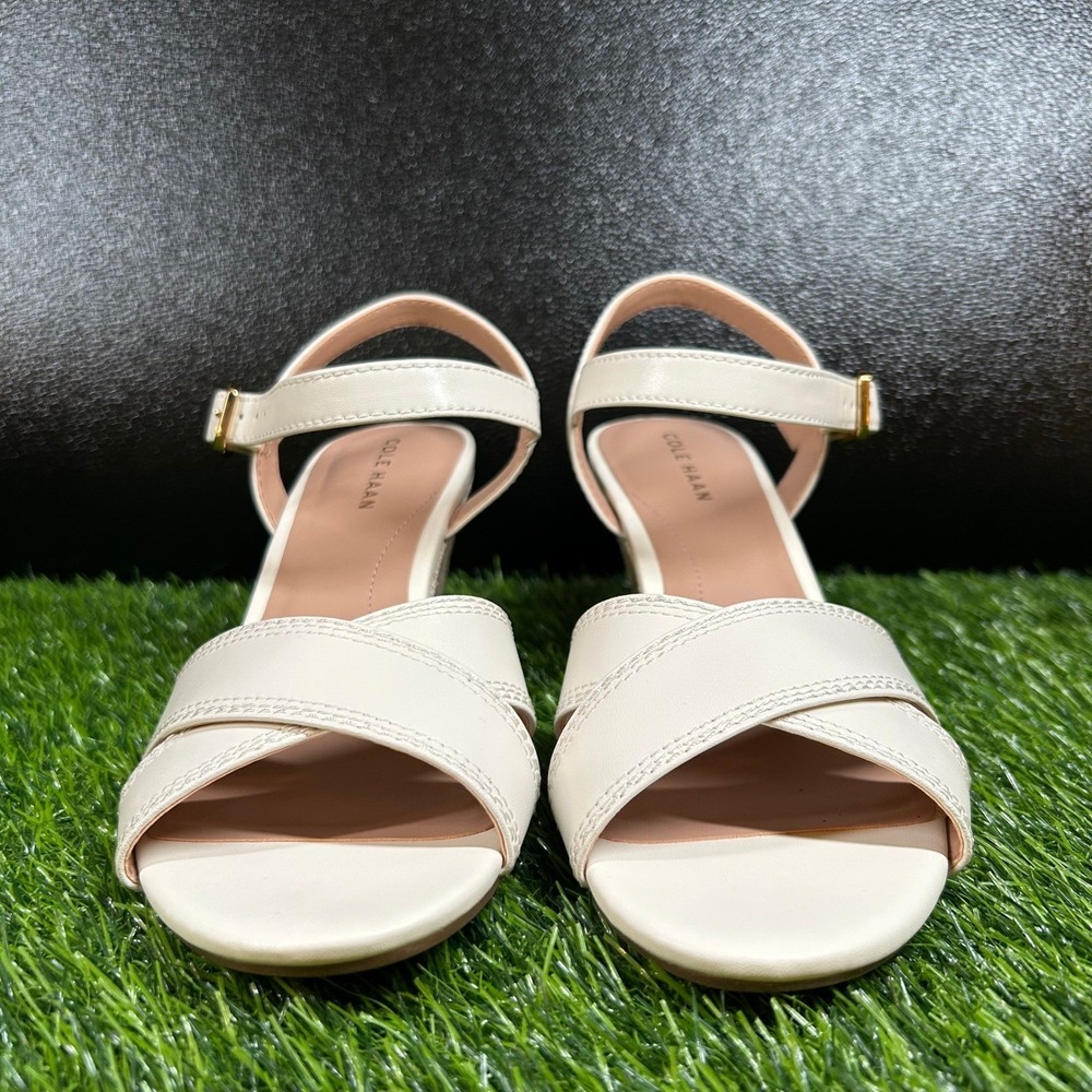 Cole Haan Grand 360 Wedge Sandals Womens size 7 Cream Leather Strappy New - Picture 2 of 13